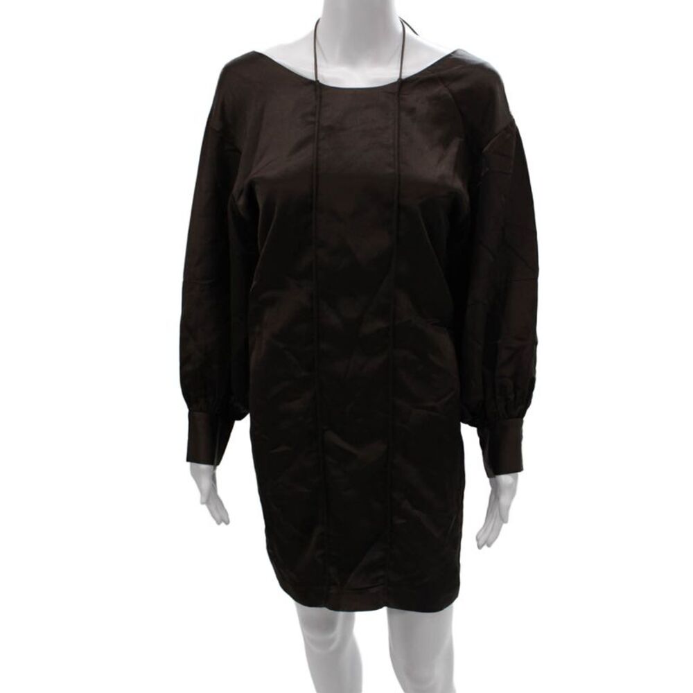Aeron Womens Shift Dress Brown Long Sleeve Scoop Neck Size 38